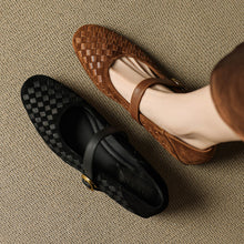 Load image into Gallery viewer, Women's Sheepskin Mary Jane Shoes – Single Strap Round Toe Flat Leather Shoes