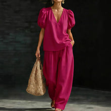 Load image into Gallery viewer, Women’s V-Neck Casual Two Piece Set