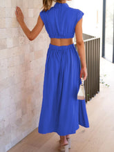 Load image into Gallery viewer, Modern Cutout Mock Neck Sleeveless Ruched Dress Elegant Dress For Women