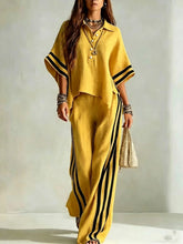 Load image into Gallery viewer, Women's Short-Sleeve Shirt & Loose Pants Two-Piece Set