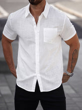 Load image into Gallery viewer, Mens Short-sleeve Cotton Shirt With A Pocket