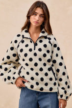 Load image into Gallery viewer, BiBi Polka Dot Sherpa Half Zip Up Top with Side Pocket