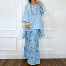 Load image into Gallery viewer, Irregular Hem Drop-Shoulder Top & Wide-Leg Pants Set | 3 Colors