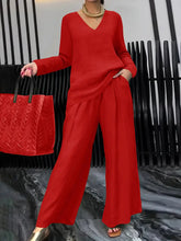 Load image into Gallery viewer, Solid Color Long Sleeve Top & Pants Two-Piece Travel Set