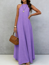Load image into Gallery viewer, Women's Ice Silk Crinkle Sleeveless Swing Maxi Dress