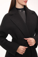 Load image into Gallery viewer, Cambridge Comfort Wraparound Wool Cashmere Coat in Black