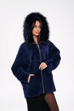 Load image into Gallery viewer, Genuine Shearling Silver Fox Trim Jacket