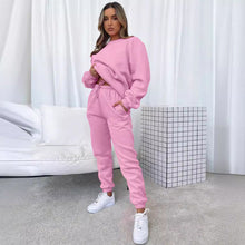 Load image into Gallery viewer, 👚 Women's Solid Color Round Neck Pullover Sweatshirt & Pants Set