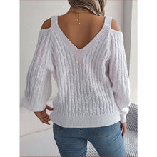 Load image into Gallery viewer, Fried-Dough Twist Off-Shoulder Lantern Sleeve Sweater