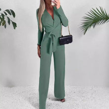 Load image into Gallery viewer, Ladies' Fashionable Slim Fit Sexy V-neck Long Sleeved Slimming Jumpsuit