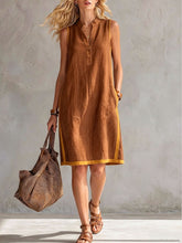 Load image into Gallery viewer, Women's Sleeveless V-Neck Button-Front Pocketed A-Line Midi Dress