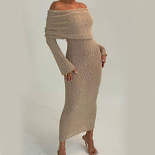 Load image into Gallery viewer, New One-shoulder Knitted Long-sleeved Dress Sexy Beach Holiday Long Dresses Womens Clothing