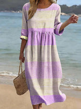 Load image into Gallery viewer, Women's Plus-Size Patchwork Maxi Dress – Relaxed Fit Casual Skirt