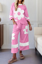 Load image into Gallery viewer, Floral Patchwork Raw Edge Top and Pant Set