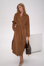 Load image into Gallery viewer, Cambridge Comfort Wraparound Wool Cashmere Coat in Dark Camel