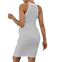 Load image into Gallery viewer, Striped Maternity Dress with Halter Neck Design - # BAGE211510119-PRG