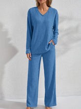 Load image into Gallery viewer, Women’s Ribbed Long Sleeve Top and Pants Loungewear Set