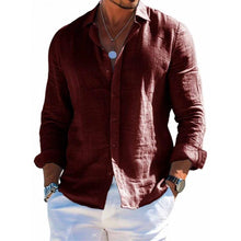 Load image into Gallery viewer, Men's Long Sleeve Shirt Casual Loose Lapel Button Top Solid Color Plus Size Blouse Clothing
