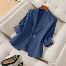 Load image into Gallery viewer, Women's Single Button Notch Lapel 3/4 Sleeve Blazer Jacket
