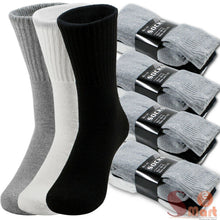 Load image into Gallery viewer, Lot 3-12 Pairs Mens Solid Sports Athletic Work Plain Crew Socks Size 9-11 10-13