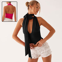 Load image into Gallery viewer, Women's Scarf Lace-Up Low-Cut Back Cutout Sling Top