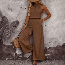 Load image into Gallery viewer, Women's Draped Neck Sleeveless Vest & Casual Pants Two-Piece Set