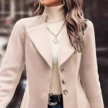 Load image into Gallery viewer, Women’s Winter Overcoat — Lapel Collar, Single-Breasted, Long Pea Coat