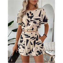 Load image into Gallery viewer, Printed Casual Two-Piece Set – Short Sleeve Top & Shorts