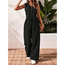 Load image into Gallery viewer, Women’s crop vest blazer wide leg pants set