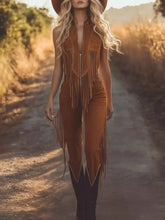 Load image into Gallery viewer, Western Style Fringe : Zip Front Jumpsuit