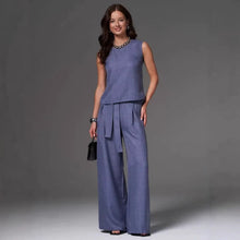 Load image into Gallery viewer, Sleeveless Cotton-Linen Wide-Leg Pants Set – 4 Colors, S–2XL