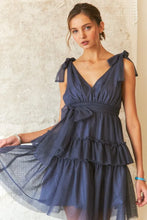 Load image into Gallery viewer, Tie Shoulder Polka Dot Mesh Dress For Women – Flirty Retro Polka Dot Elegant Dress with Adjustable Ties & Sheer Mesh Fabric For Special Occasions