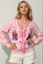 Load image into Gallery viewer, Nutcracker Sequin Bow Decor Cardigan