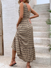 Load image into Gallery viewer, Vintage Printed V-Neck Tie Waist Midi Dress Lightweight Trendy & Elegant Dress for Women