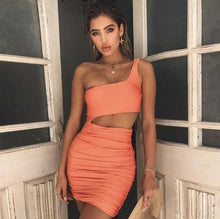 Load image into Gallery viewer, Slim One-shoulder Short Dress Sexy Fashion Hollow Mini Dresses For Women