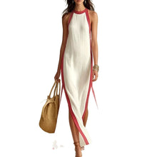 Load image into Gallery viewer, Striped Sleeveless Split Maxi Dress – Vacation & Casual Linen Dress