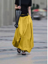 Load image into Gallery viewer, Women's High-Waist Flared Maxi Skirt – Solid Color Cotton Linen with Pockets