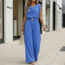 Load image into Gallery viewer, Women's Off-Shoulder Sleeveless Wide-Leg Jumpsuit – High Waist with Belt