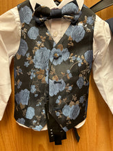 Load image into Gallery viewer, Kids World Of USA Navy/Light Blue/Silver Vest Set with matching bow tie and white dress shirt