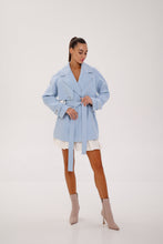 Load image into Gallery viewer, Karina Midi Belted Wool Cashmere Blend Overcoat in Sky Blue