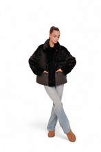 Load image into Gallery viewer, Kaia Eco-Fur Down Fill Coat in Black
