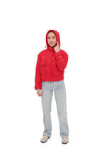 Load image into Gallery viewer, Studded Light Demi-Season Hooded Cropped Jacket in Red