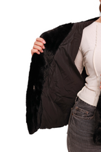 Load image into Gallery viewer, Montana Eco-Fur Down Coat in Black