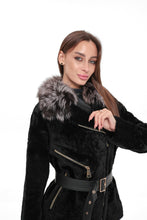 Load image into Gallery viewer, Bari Genuine Astrakhan Silver Fox Trim Coat
