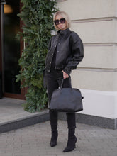 Load image into Gallery viewer, Marlowe Braided Genuine Leather Jacket in Black