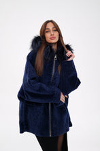 Load image into Gallery viewer, Genuine Shearling Silver Fox Trim Jacket