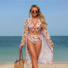 Load image into Gallery viewer, Women's Printed Bikini Three-Piece Swimwear Set