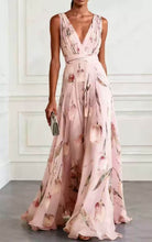 Load image into Gallery viewer, Women's Tulip Print Sleeveless Deep V-Neck A-Line Maxi Dress – 7 Colors