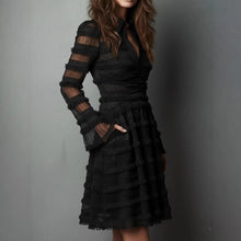 Load image into Gallery viewer, Sexy Sheer Fitted Dress with High Waist & Puff Sleeves
