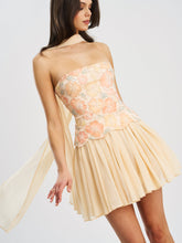 Load image into Gallery viewer, Quanisha Yellow Beaded Floral Mini Chiffon Dress with Scarf